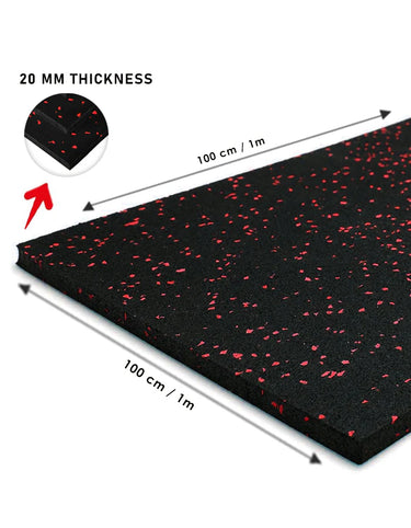 1441 Fitness Commercial Rubber Flooring for Gym 20 mm - 100 x 100 CM Speckled Red